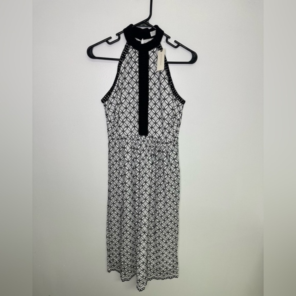 Anthropologie Eri + Ali NWT Black and White High Neck Ninetta Lace Dress - Picture 5 of 6